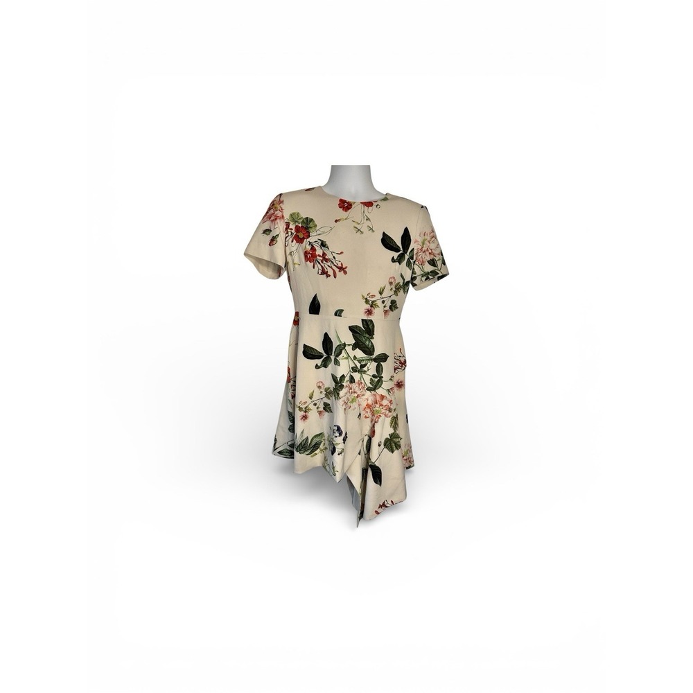 STYLESTALKER Dress Women's L Short Sleeve Asymmetric Hem Floral Spring Easter